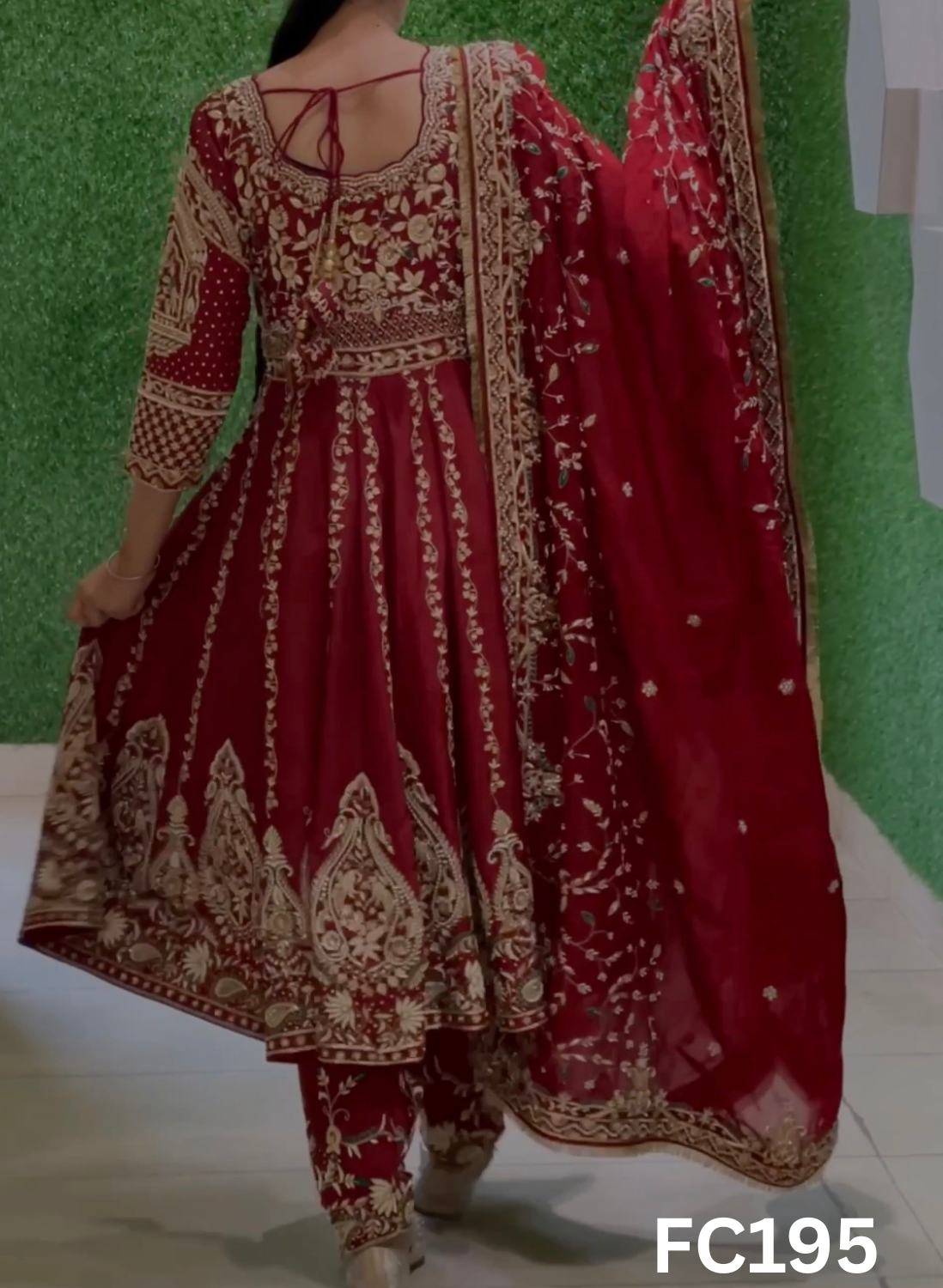 FC195  |  Made To Order (35-45 Days  ) |  Silk Anarkali Suit |  Red  |  Bridal Suit |  Party Wear | Wedding | Festival | Celebrity | Ring Ceremony