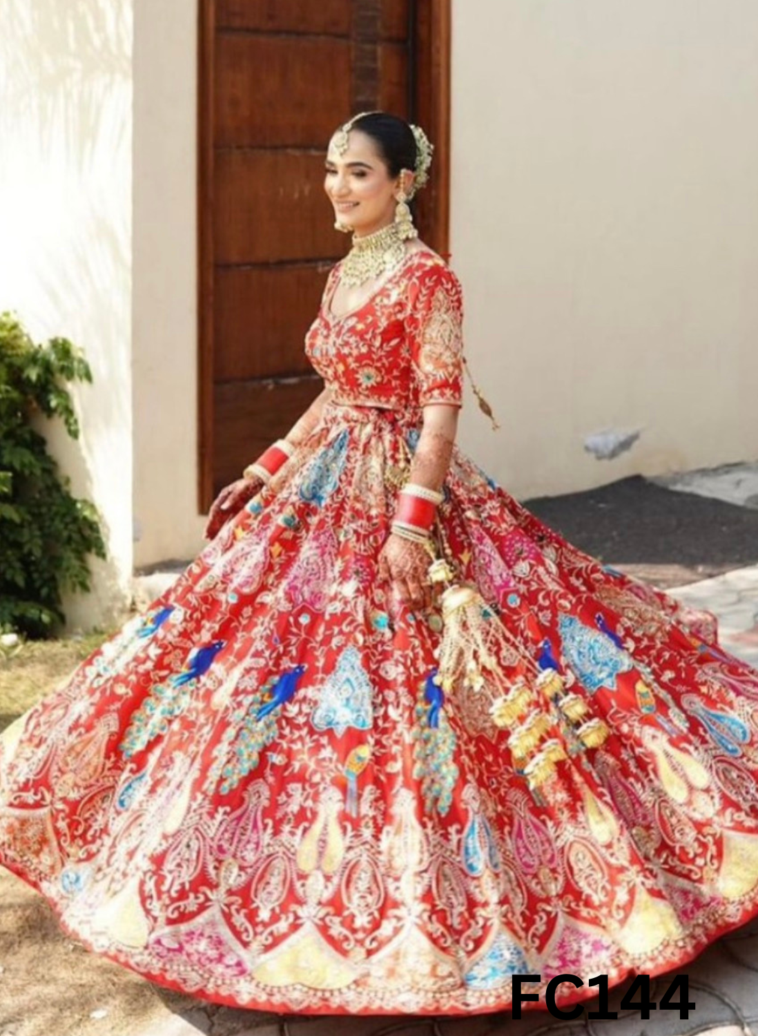 FC144  |  Made To Order (20-25 Days  ) | Silk  Lehenga |  Red |  Bridal Lehenga  | Party Wear | Wedding | Festival | Celebrity | Ring Ceremony