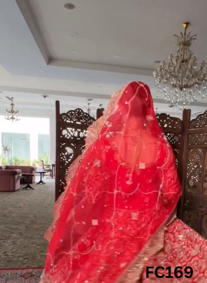 FC169 |  Made To Order (20-25 Days  ) | Silk  Lehenga | Red  |  Bridal Lehenga  | Party Wear | Wedding | Festival | Celebrity | Ring Ceremony
