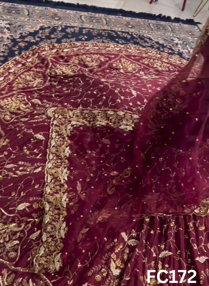FC172 |  Made To Order (20-25 Days  ) | Silk  Lehenga | Red  |  Bridal Lehenga  | Party Wear | Wedding | Festival | Celebrity | Ring Ceremony