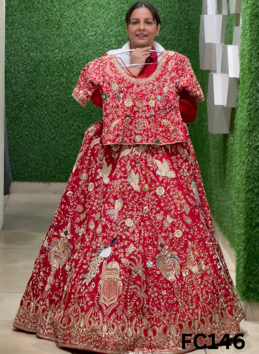 FC146  |  Made To Order (20-25 Days  ) | Silk  Lehenga |  Red |  Bridal Lehenga  | Party Wear | Wedding | Festival | Celebrity | Ring Ceremony