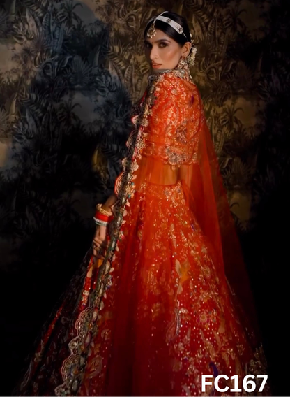 FC167  |  Made To Order (20-25 Days  ) | Silk  Lehenga |  Red |  Bridal Lehenga  | Party Wear | Wedding | Festival | Celebrity | Ring Ceremony