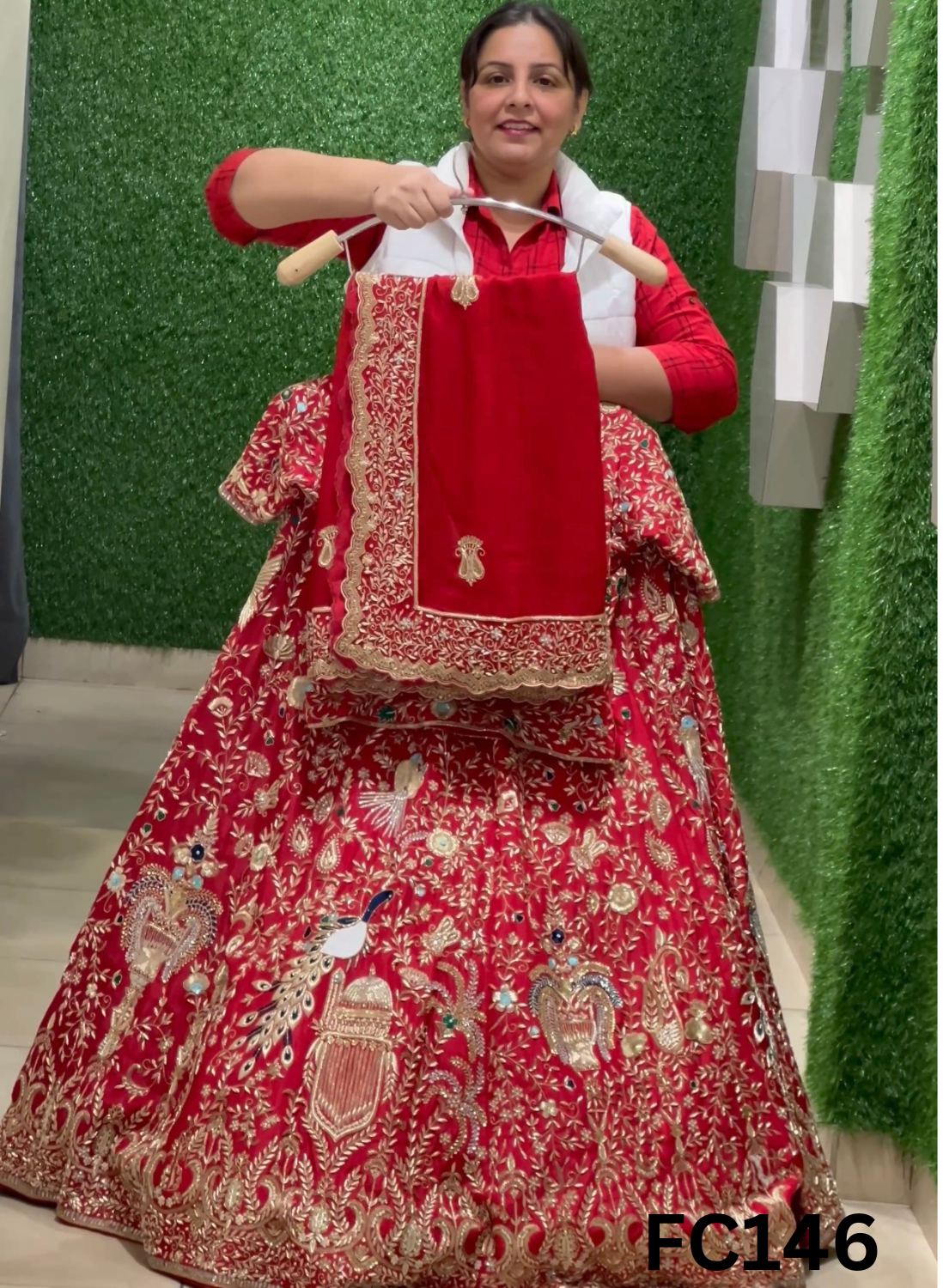 FC146  |  Made To Order (20-25 Days  ) | Silk  Lehenga |  Red |  Bridal Lehenga  | Party Wear | Wedding | Festival | Celebrity | Ring Ceremony