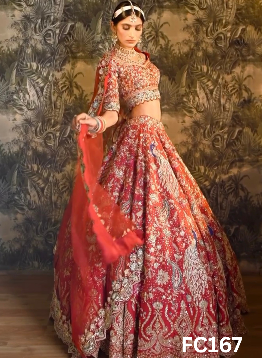 FC167  |  Made To Order (20-25 Days  ) | Silk  Lehenga |  Red |  Bridal Lehenga  | Party Wear | Wedding | Festival | Celebrity | Ring Ceremony