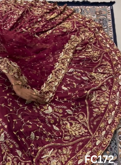 FC172 |  Made To Order (20-25 Days  ) | Silk  Lehenga | Red  |  Bridal Lehenga  | Party Wear | Wedding | Festival | Celebrity | Ring Ceremony