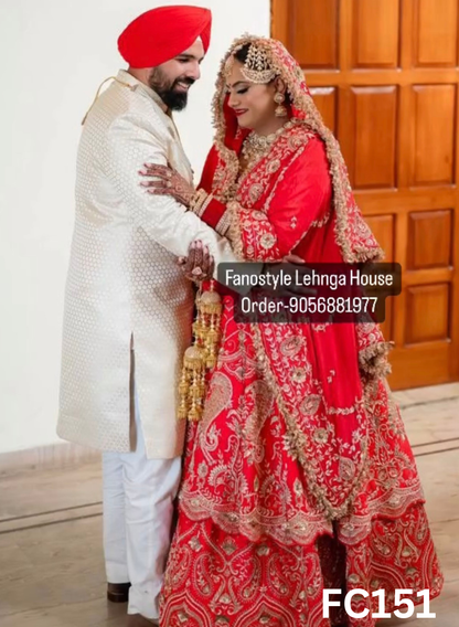 FC151  |  Made To Order (20-25 Days  ) | Silk  Lehenga |  Red  |  Bridal Lehenga  | Party Wear | Wedding | Festival | Celebrity | Ring Ceremony