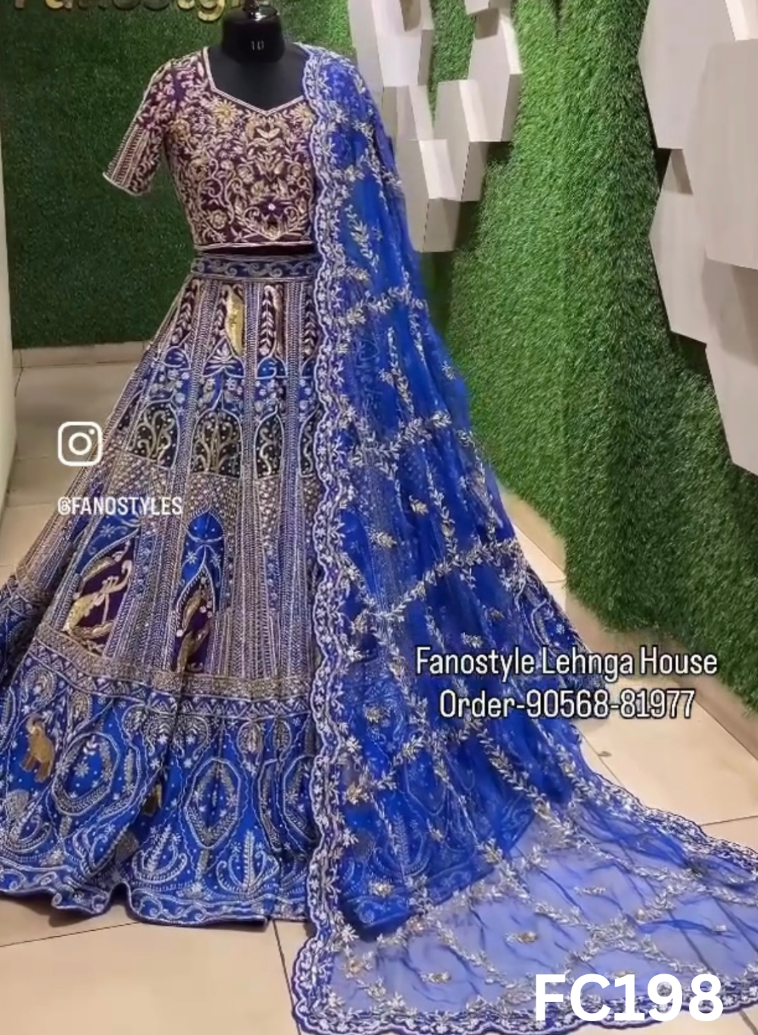 FC198 |  Made To Order (35-45 Days  ) |  Silk Lehenga | Purple And Royal Blue Contrast  |  Bridal Lehenga  | Party Wear | Wedding | Festival | Celebrity | Ring Ceremony