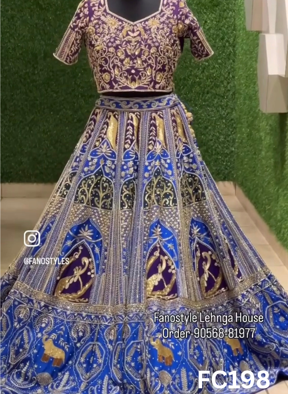 FC198 |  Made To Order (35-45 Days  ) |  Silk Lehenga | Purple And Royal Blue Contrast  |  Bridal Lehenga  | Party Wear | Wedding | Festival | Celebrity | Ring Ceremony