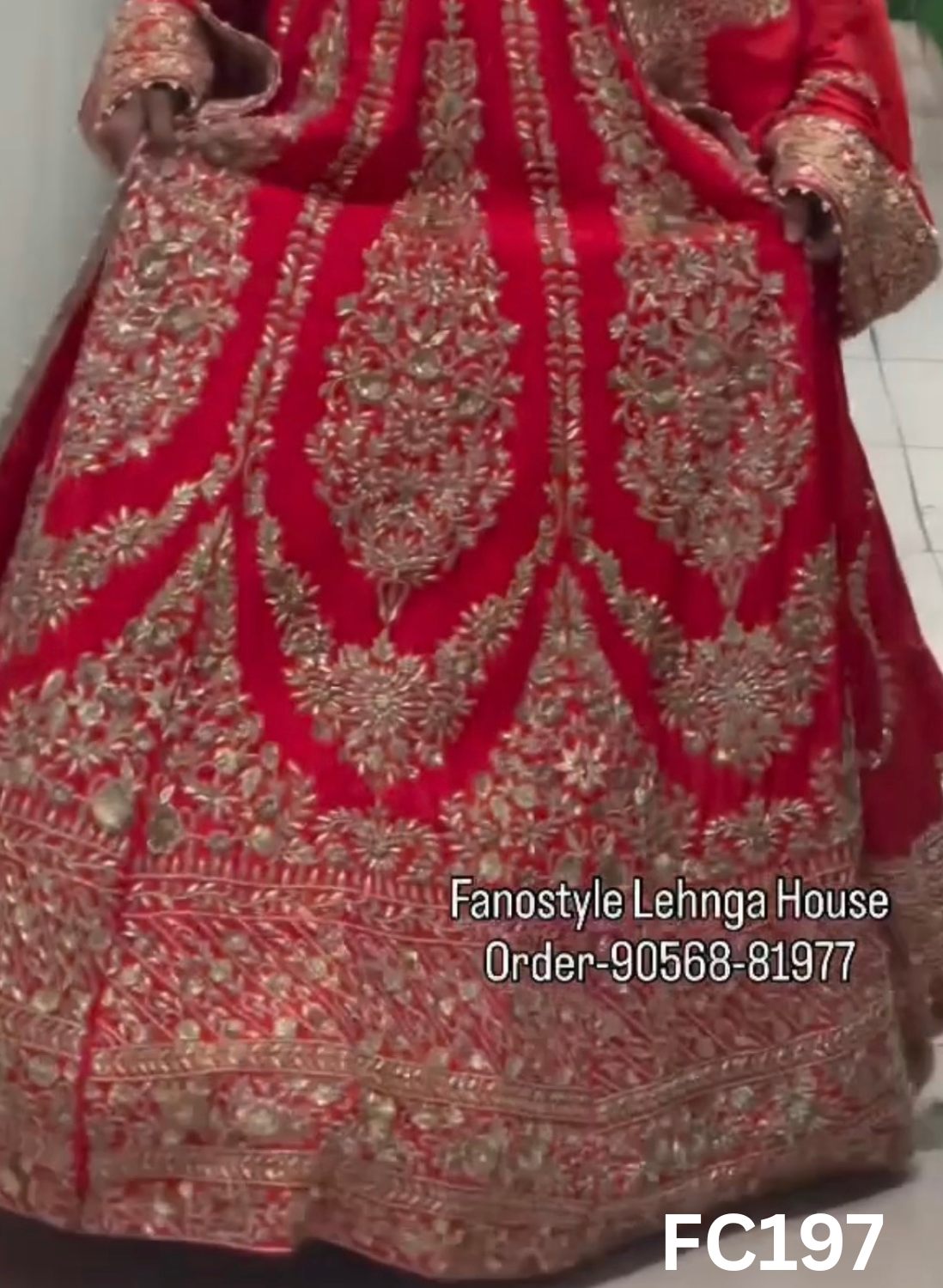 FC197 |  Made To Order (35-45 Days  ) |  Silk Lehenga |  Red  |  Bridal Lehenga  | Party Wear | Wedding | Festival | Celebrity | Ring Ceremony