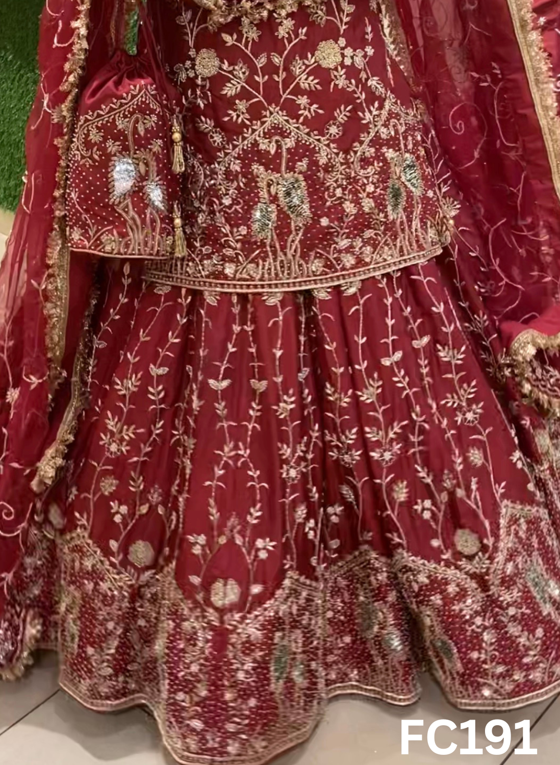 FC191  |  Made To Order (35-45 Days  ) |  Silk Lehenga |  Red  |  Bridal Lehenga  | Party Wear | Wedding | Festival | Celebrity | Ring Ceremony