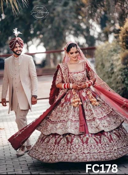 FC178   |  Made To Order (20-25 Days  ) |  Silk Lehenga |  Red  |  Bridal Lehenga  | Party Wear | Wedding | Festival | Celebrity | Ring Ceremony