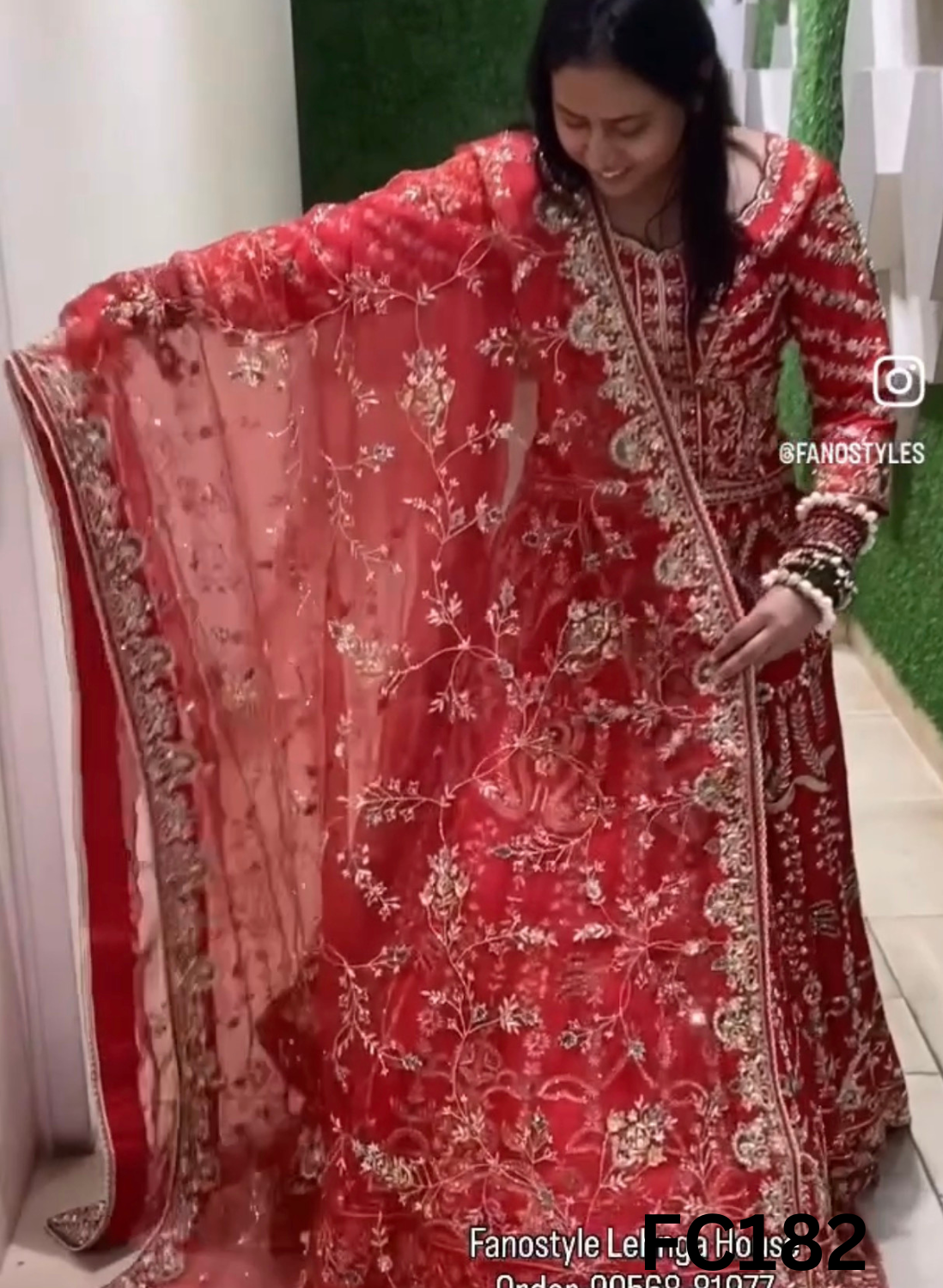 FC182  |  Made To Order (30-45 Days  ) |  Silk Lehenga |  Red  |  Bridal Lehenga  | Party Wear | Wedding | Festival | Celebrity | Ring Ceremony