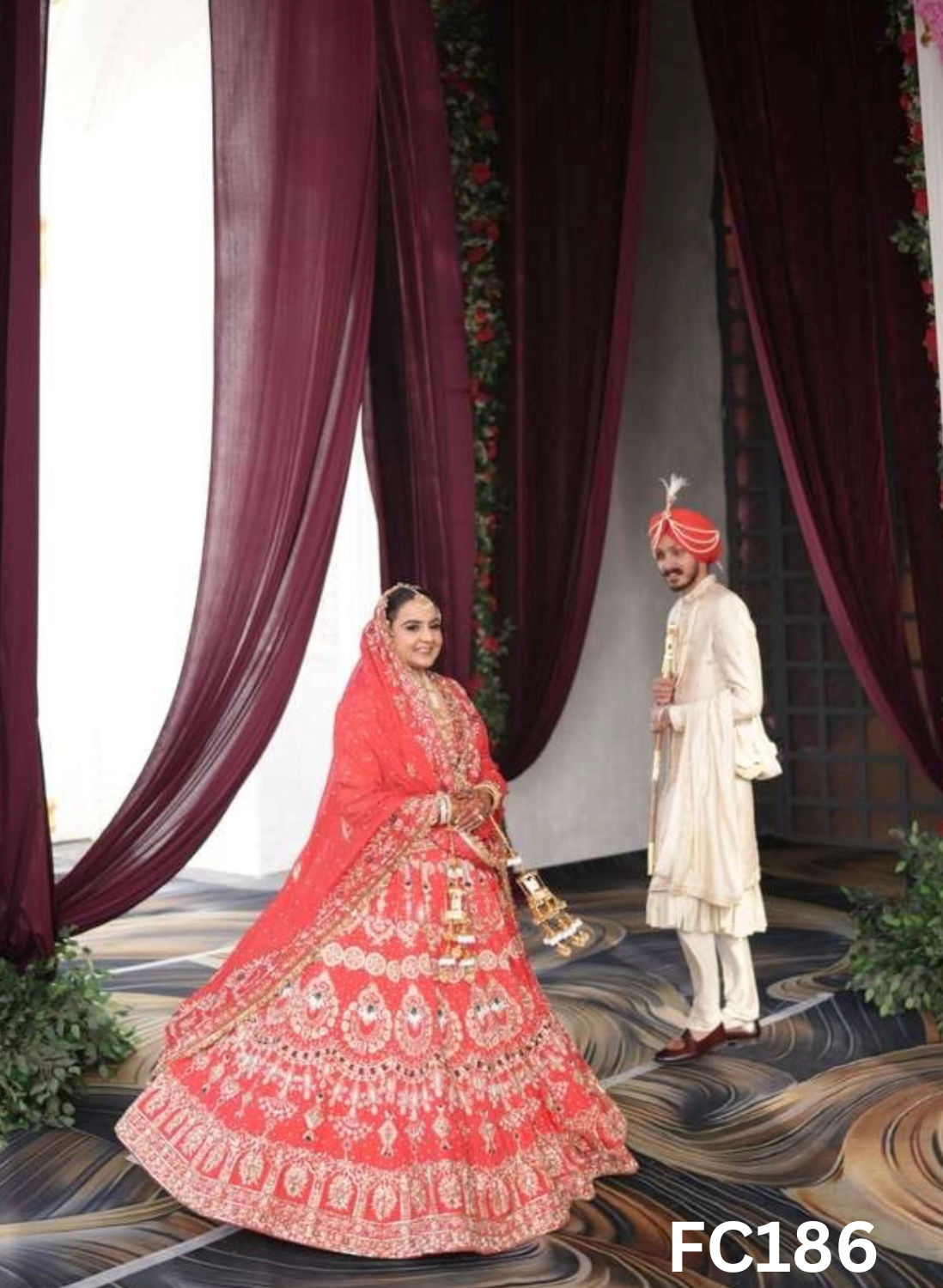 FC186  |  Made To Order (35-45 Days  ) |  Silk Lehenga |  Red  |  Bridal Lehenga  | Party Wear | Wedding | Festival | Celebrity | Ring Ceremony