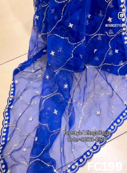 FC199 |  Made To Order (35-45 Days  ) |  Silk  Forak Lehenga |  Royal Blue | Party Wear | Wedding | Festival | Celebrity | Ring Ceremony