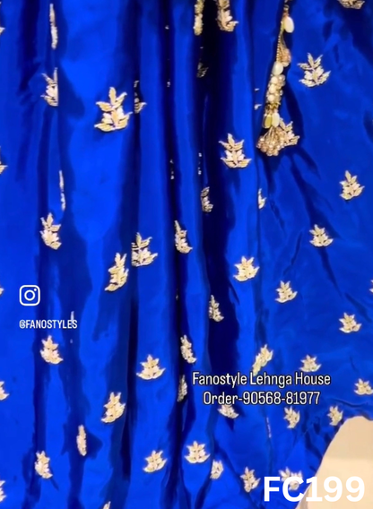 FC199 |  Made To Order (35-45 Days  ) |  Silk  Forak Lehenga |  Royal Blue | Party Wear | Wedding | Festival | Celebrity | Ring Ceremony