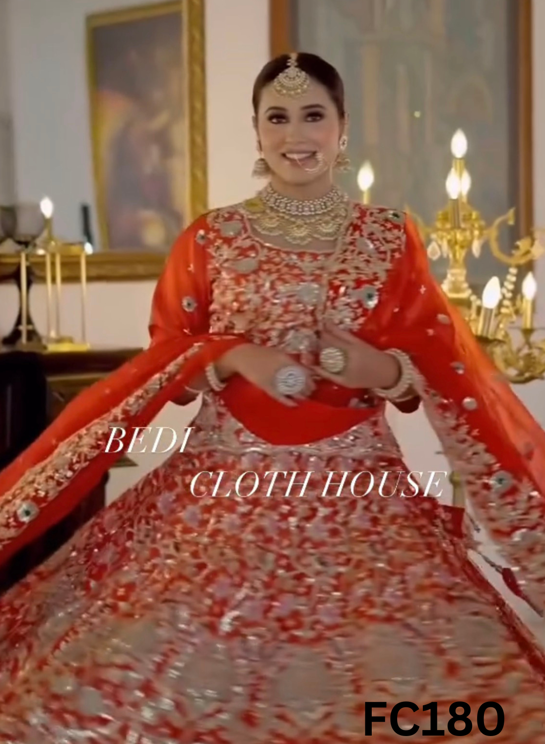 FC180  |  Made To Order (20-25 Days  ) |  Silk Lehenga |  Red  |  Bridal Lehenga  | Party Wear | Wedding | Festival | Celebrity | Ring Ceremony