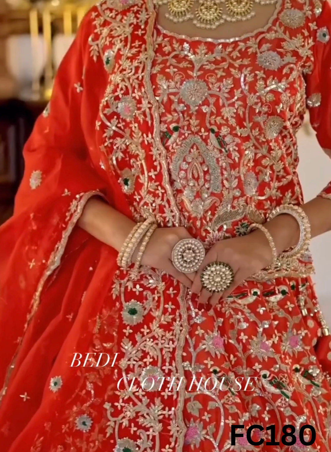 FC180  |  Made To Order (20-25 Days  ) |  Silk Lehenga |  Red  |  Bridal Lehenga  | Party Wear | Wedding | Festival | Celebrity | Ring Ceremony