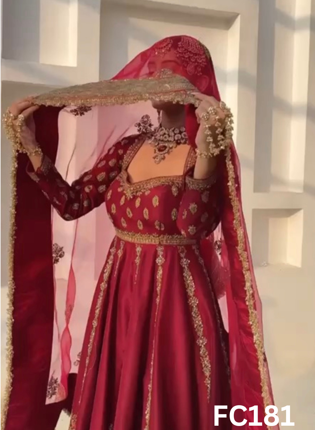 FC181  |  Made To Order (20-25 Days  ) |  Silk  Anarkali Lehenga |  Red  | Party Wear | Wedding | Festival | Celebrity | Ring Ceremony