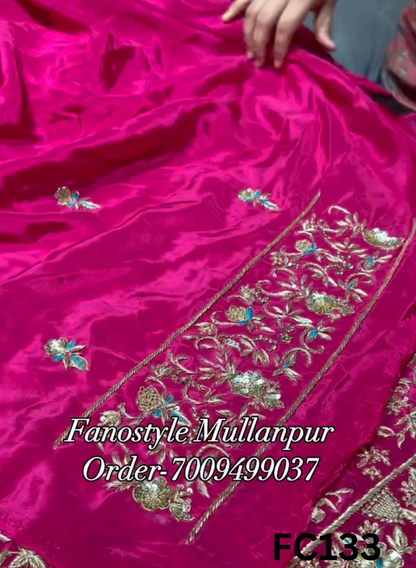 FC133  |  Made To Order (20-25 Days  ) |  Silk Suit | Hot Pink | Bridal Suit | Party Wear | Wedding | Festival | Celebrity | Ring Ceremony