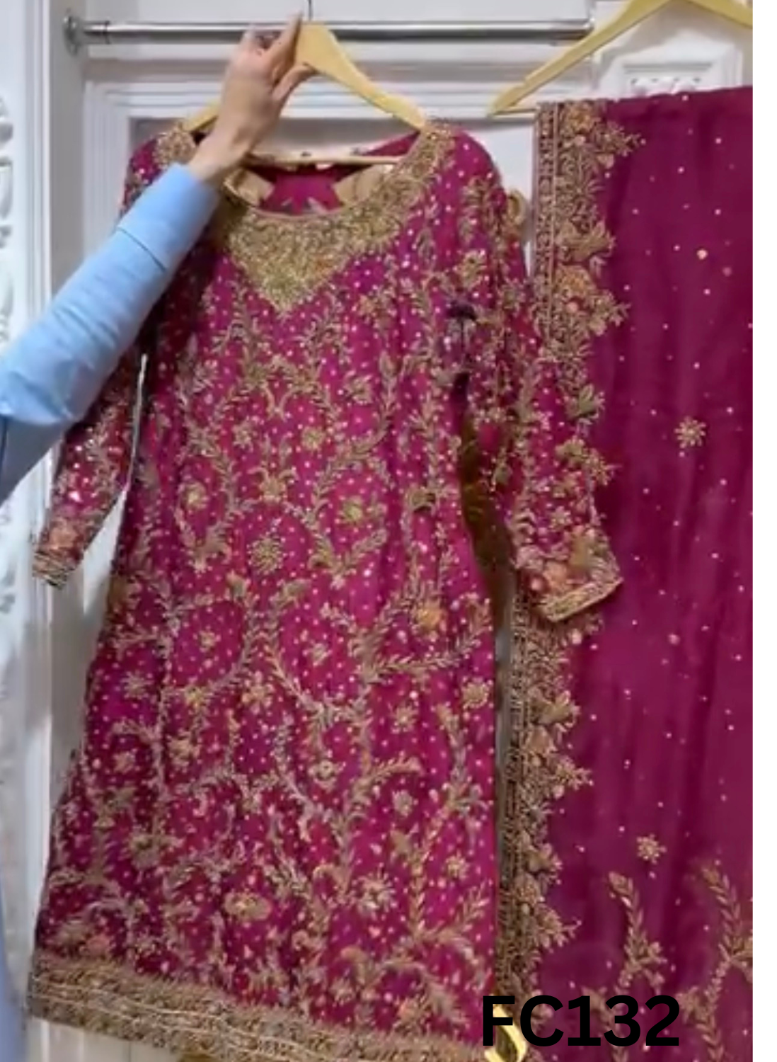 FC132  |  Made To Order (20-25 Days  ) |  Silk  Suit  |  Hot  Pink | Bridal suit |  Party Wear | Wedding | Festival | Celebrity | Ring Ceremony