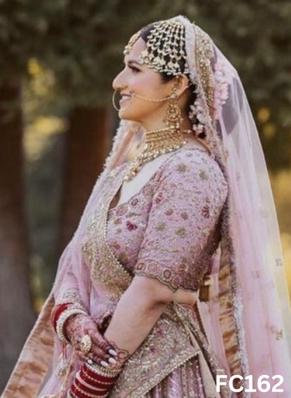 FC162  |  Made To Order (20-25 Days  ) | Silk  Lehenga |  Baby Pink |  Bridal Lehenga  | Party Wear | Wedding | Festival | Celebrity | Ring Ceremony