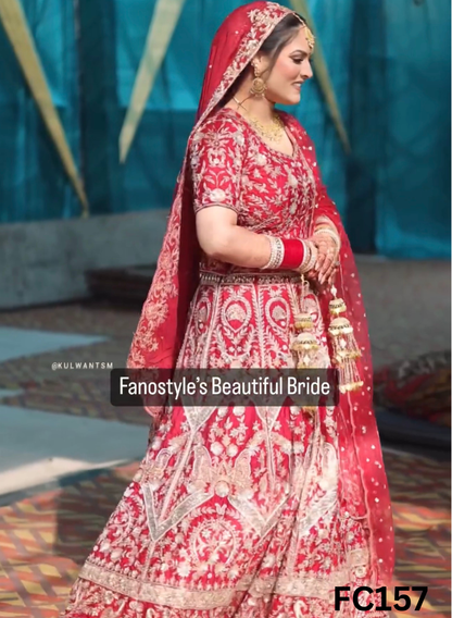 FC157  |  Made To Order (20-25 Days  ) | Silk  Lehenga |  Red  |  Bridal Lehenga  | Party Wear | Wedding | Festival | Celebrity | Ring Ceremony