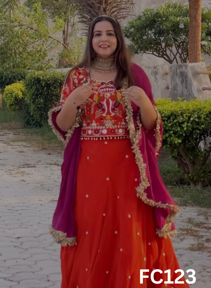 FC123 |  Made To Order (20-25 Days  ) |  Silk  Suit  |  Red   | Party Wear | Wedding | Festival | Celebrity | Ring Ceremony