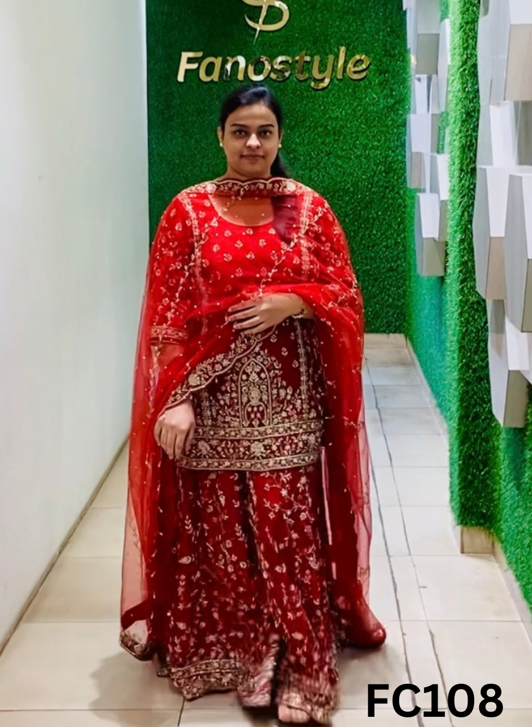 FC108 |  Made To Order (20-25 Days  ) |  Silk Suit | Red  |  Party Wear | Wedding | Festival | Celebrity | Ring Ceremony