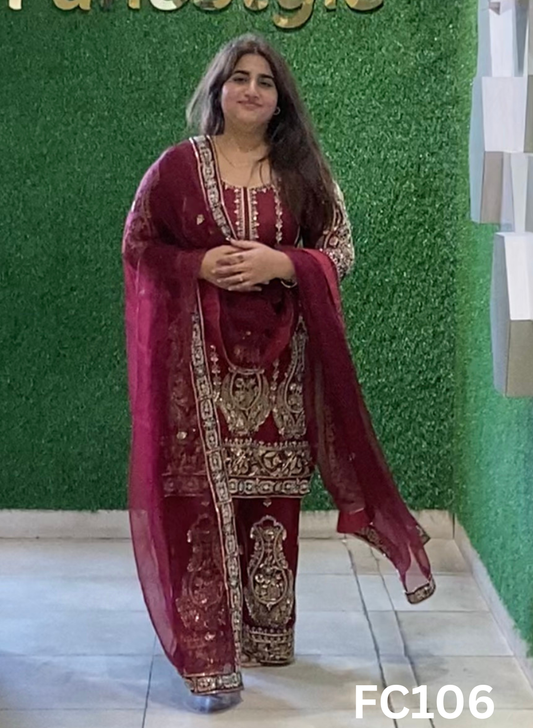 FC106 |  Made To Order (20-25 Days  ) |  Silk Suit | Mheroon |  Party Wear | Wedding | Festival | Celebrity | Ring Ceremony