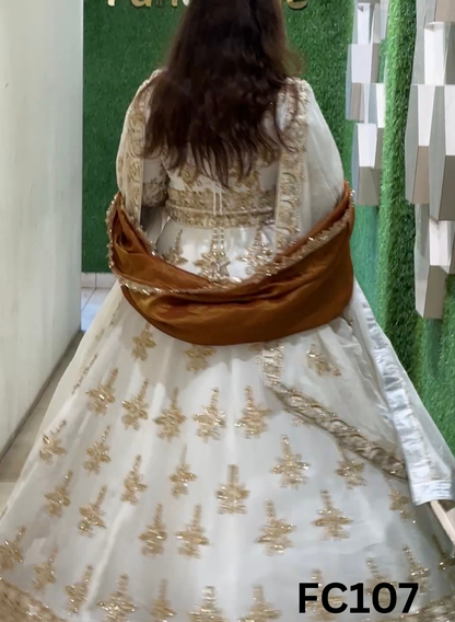 FC107 |  Made To Order (20-25 Days  ) |  Silk Suit  |White |  Party Wear | Wedding | Festival | Celebrity | Ring Ceremony