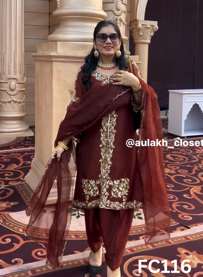 FC116  |  Made To Order (20-25 Days  ) |  Silk Suit | Mheroon |  Party Wear | Wedding | Festival | Celebrity | Ring Ceremony