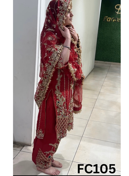 FC105 |  Made To Order (20-25 Days  ) |  Silk Suit |  Mheroon  |  Bridel Suit | Party Wear | Wedding | Festival | Celebrity | Ring Ceremony