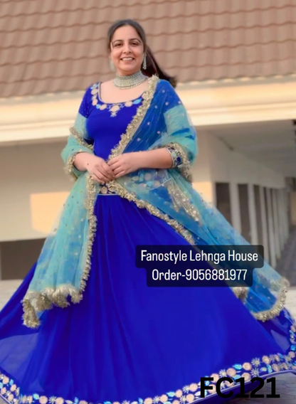 FC121 |  Made To Order (20-25 Days  ) |  Georgette Suit  |  Royal Blue  | Party Wear | Wedding | Festival | Celebrity | Ring Ceremony