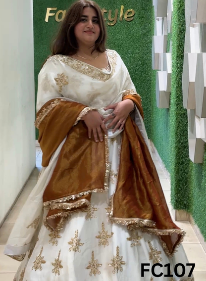 FC107 |  Made To Order (20-25 Days  ) |  Silk Suit  |White |  Party Wear | Wedding | Festival | Celebrity | Ring Ceremony