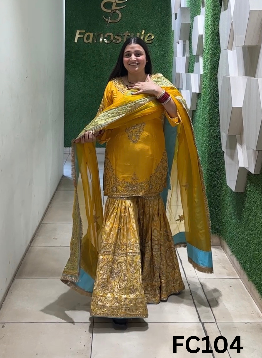 FC104 |  Made To Order (20-25 Days  ) | Raw Silk Suit  | Yellow |  Party Wear | Wedding | Festival | Celebrity | Ring Ceremony
