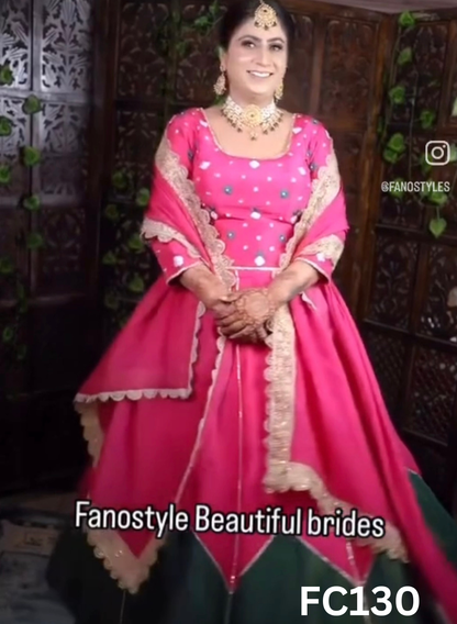 FC130 |  Made To Order (20-25 Days  ) |  Silk  Suit  |  Hot Pink    | Party Wear | Wedding | Festival | Celebrity | Ring Ceremony