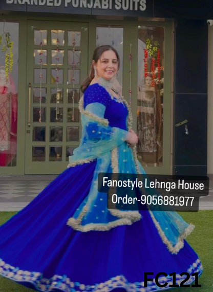 FC121 |  Made To Order (20-25 Days  ) |  Georgette Suit  |  Royal Blue  | Party Wear | Wedding | Festival | Celebrity | Ring Ceremony