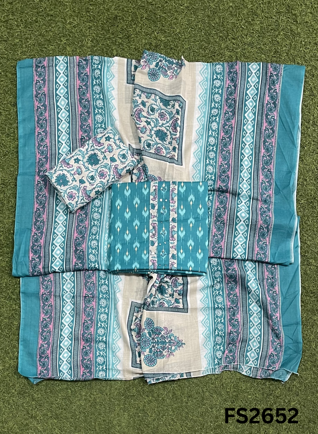 FS2652 | SEA GREEN | Cotton Suit | Casual wear | Summer Suits | Regular  wear