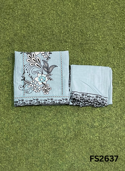FS2637 | SKY BLUE | MAL Cotton Suit | Casual wear | Summer Suits | Regular wear