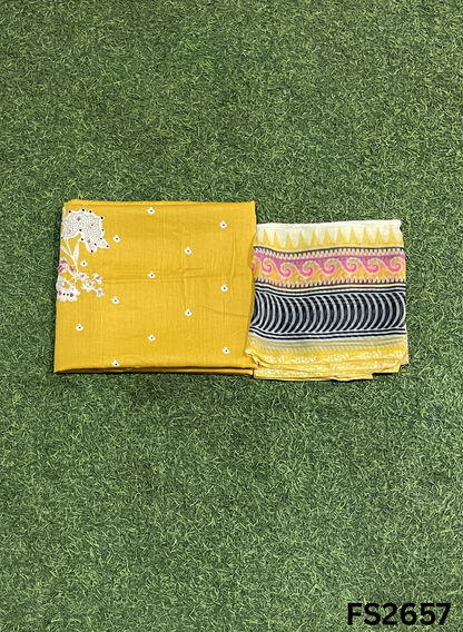 FS2657 | YELLOW | Cotton Suit | Casual wear | Summer Suits | Regular wear