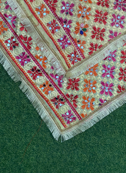 FS1461 | Cream | Luxurious| Embroidered | Phulkari | 2.5 Meter of Elegance