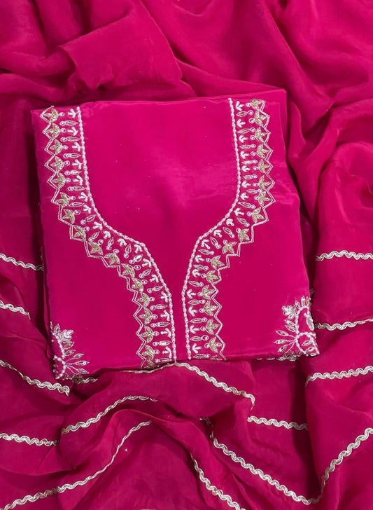 Hot pink Crepe | Crepe Suit | Wedding | Party Wear | Ring Ceremony | Festival Suit | Allover suit236