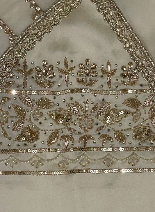 Off-white Crepe Sharten | Crepe Suit | Wedding | Party Wear | Ring Ceremony | Festival Suit |