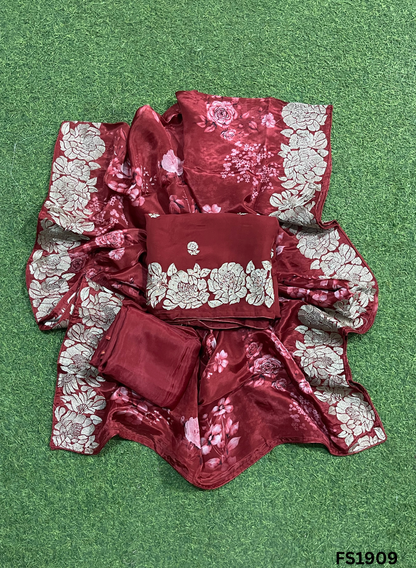 FS1909 | Mehroon | Crepe Suit | Hand-Work | Party Wear | Wedding | Ring Ceremony | Festival | Bridal Suit