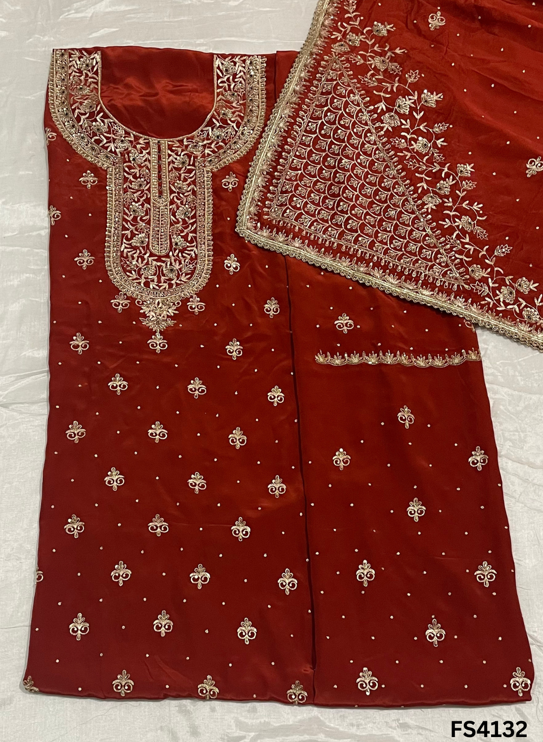 FS4132 | Crepe Suit | Party Wear | Bridal Suit | Wedding Suit  | Jaggo  Suit | Festival Suit |
