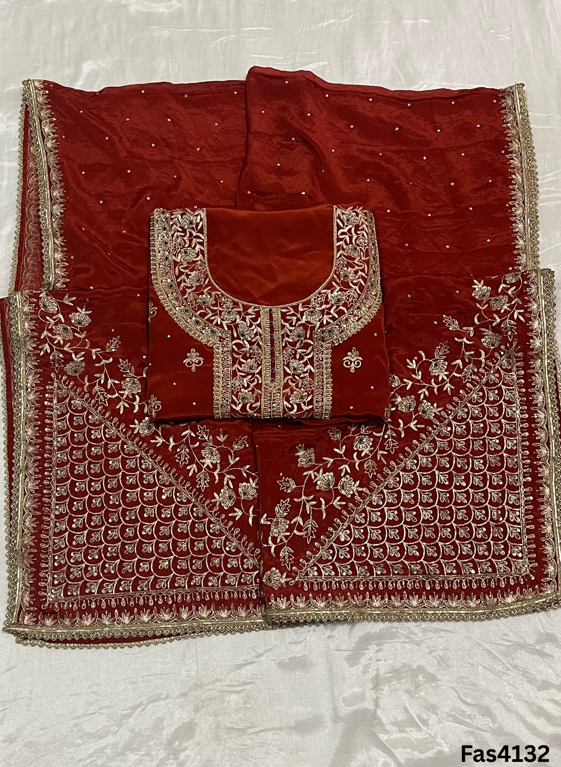 FS4132 | Crepe Suit | Party Wear | Bridal Suit | Wedding Suit  | Jaggo  Suit | Festival Suit |