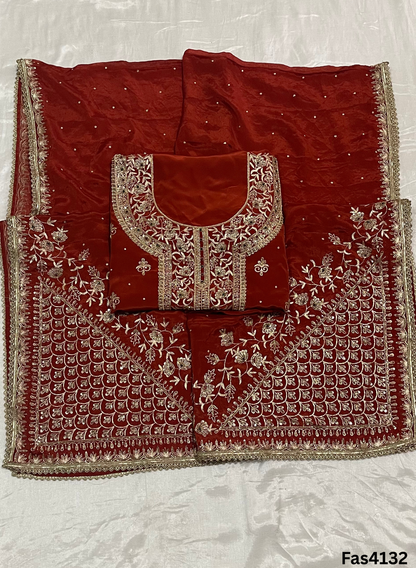 FS4132 | Crepe Suit | Party Wear | Bridal Suit | Wedding Suit  | Jaggo  Suit | Festival Suit |
