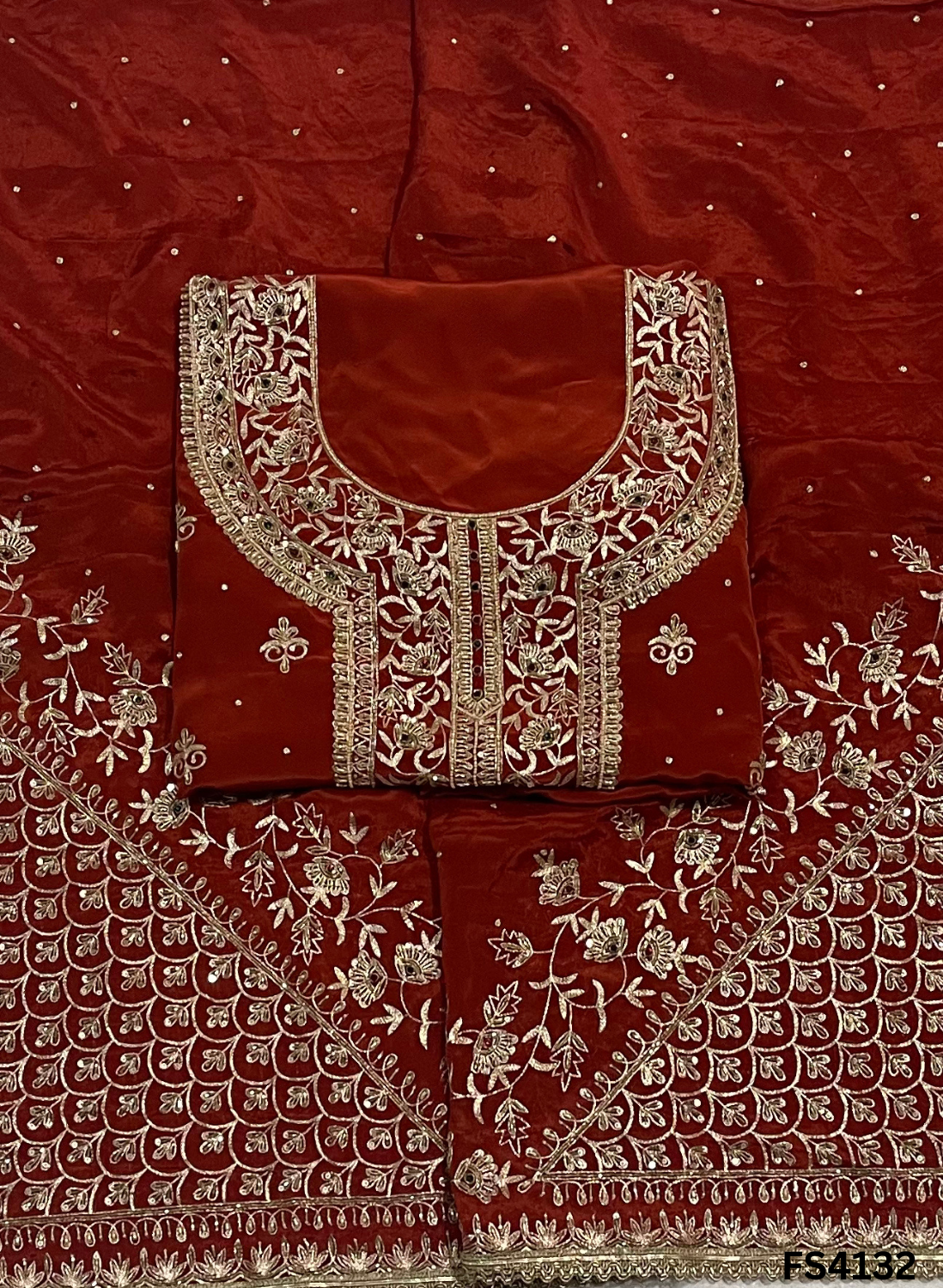 FS4132 | Crepe Suit | Party Wear | Bridal Suit | Wedding Suit  | Jaggo  Suit | Festival Suit |