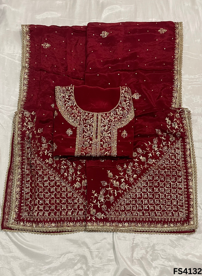 FS4132 | Crepe Suit | Party Wear | Bridal Suit | Wedding Suit  | Jaggo  Suit | Festival Suit |