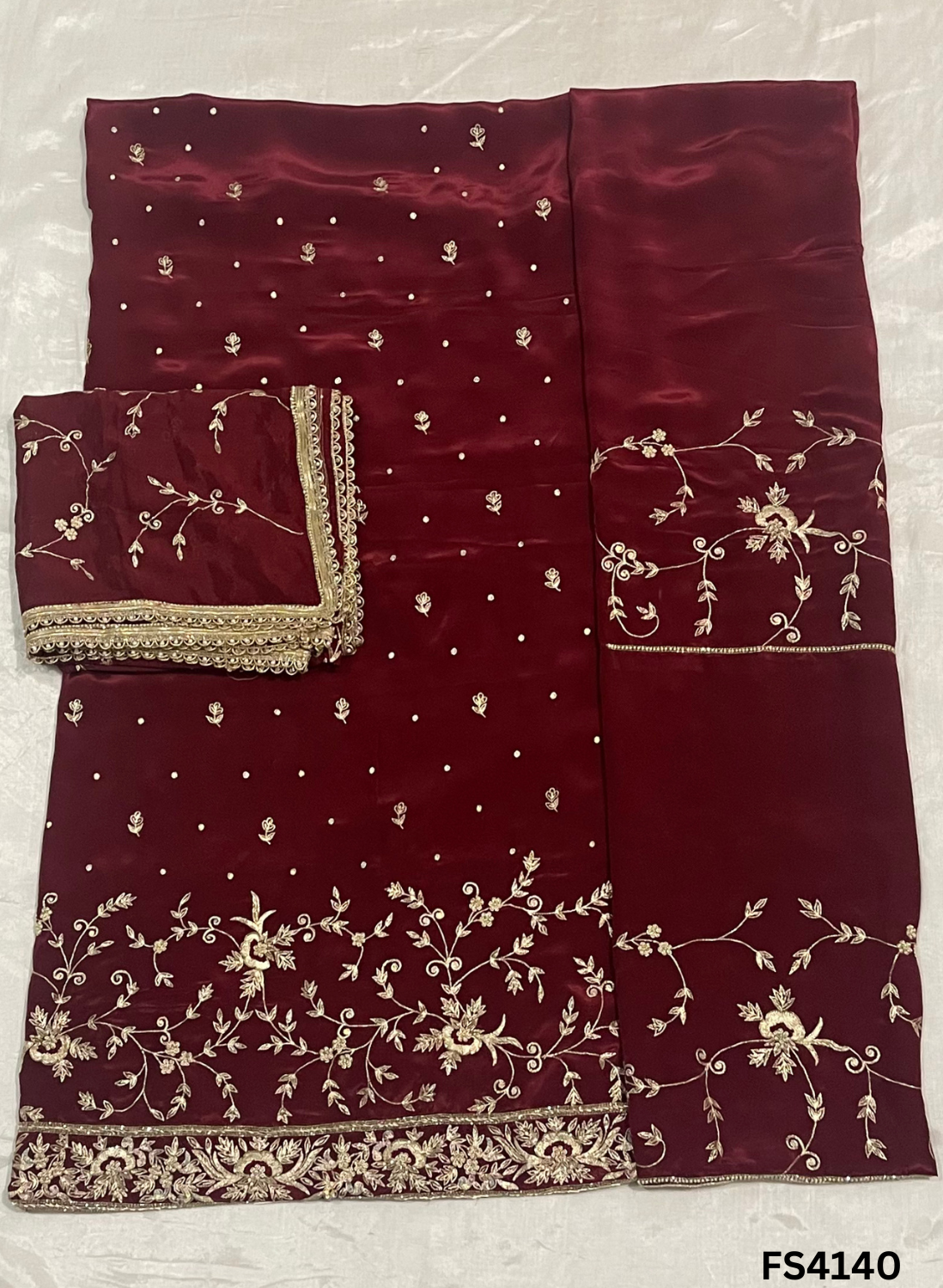 FS4140 | Crepe Suit | Party Wear | Jaggo Suit | Festival Suit | Wedding Suit |